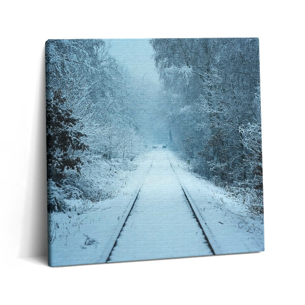 Tablou pe pânză canvas 60x60 Cerbi pe șine