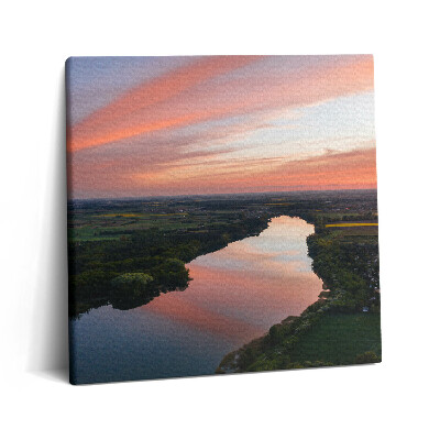 Tablou pe pânză canvas 60x60 Vedere aeriană a lacului