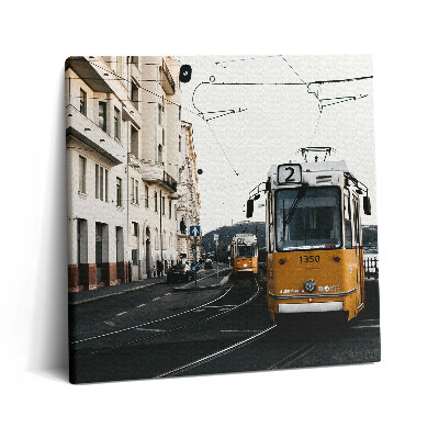 Tablou pe pânză canvas 60x60 Tramvaiul circulă prin Budapesta