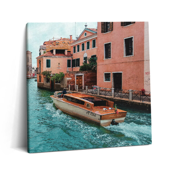 Tablou pe pânză canvas 60x60 Barcă cu motor pe râu