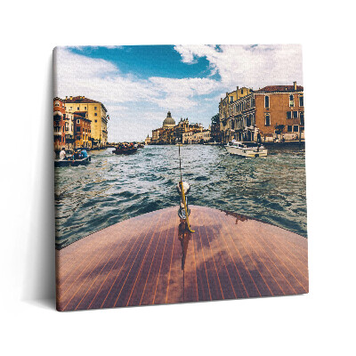 Tablou pe pânză canvas 60x60 Barcă cu motor pe râu