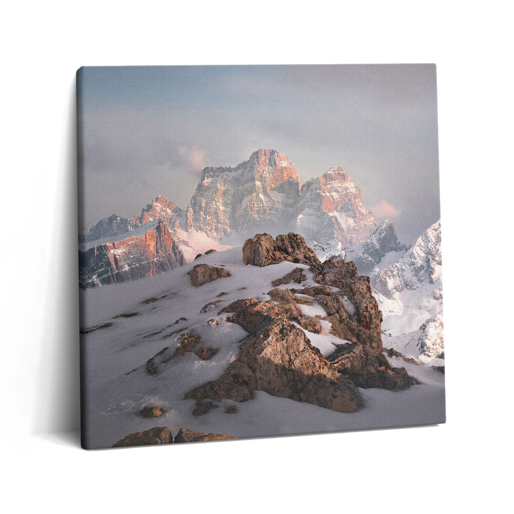 Tablou pe pânză canvas 60x60 Un munte acoperit de zăpadă