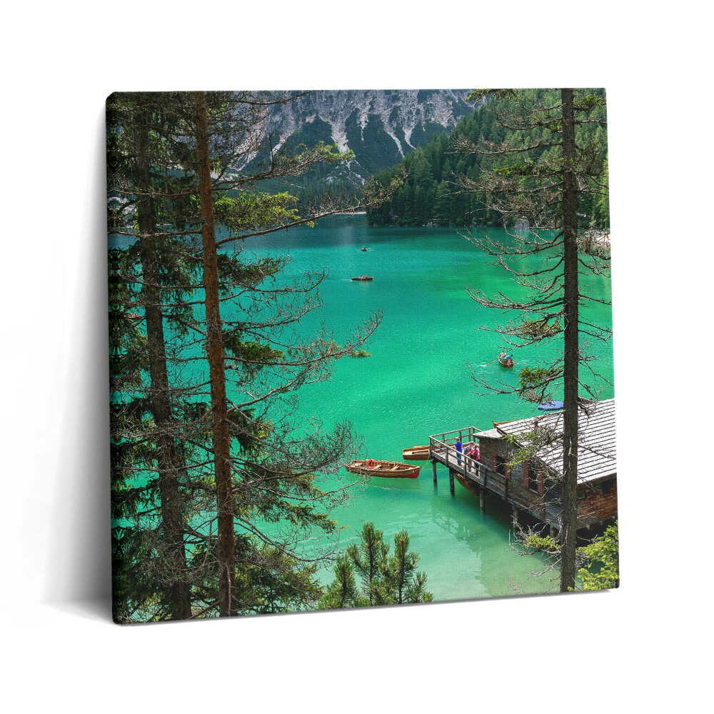 Tablou pe pânză canvas 60x60 Caiac de lemn în apă