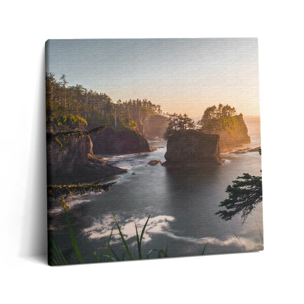 Tablou pe pânză canvas 60x60 Peisaj de stânci și apus de soare