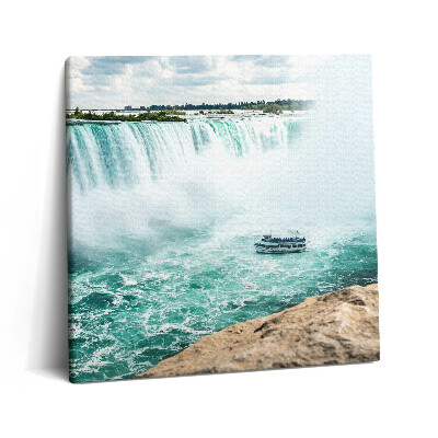 Tablou pe pânză canvas 60x60 Barcă și Cascada Niagara