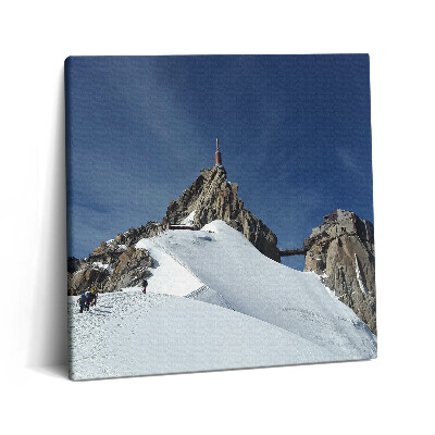 Tablou pe pânză canvas 60x60 Vârful muntelui iarna
