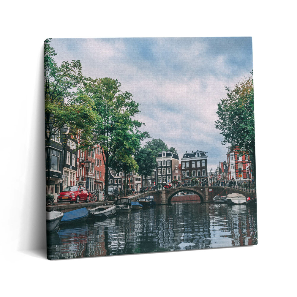 Tablou pe pânză canvas 60x60 Un canal în centrul Amsterdamului