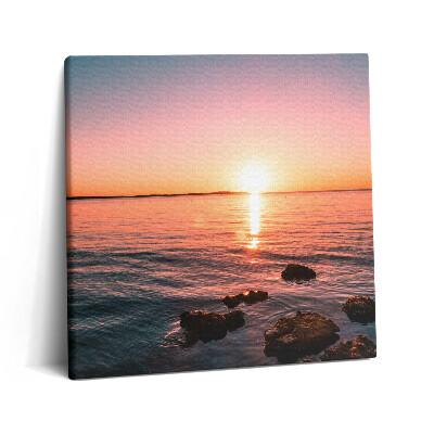 Tablou pe pânză canvas 60x60 Stânci la apus