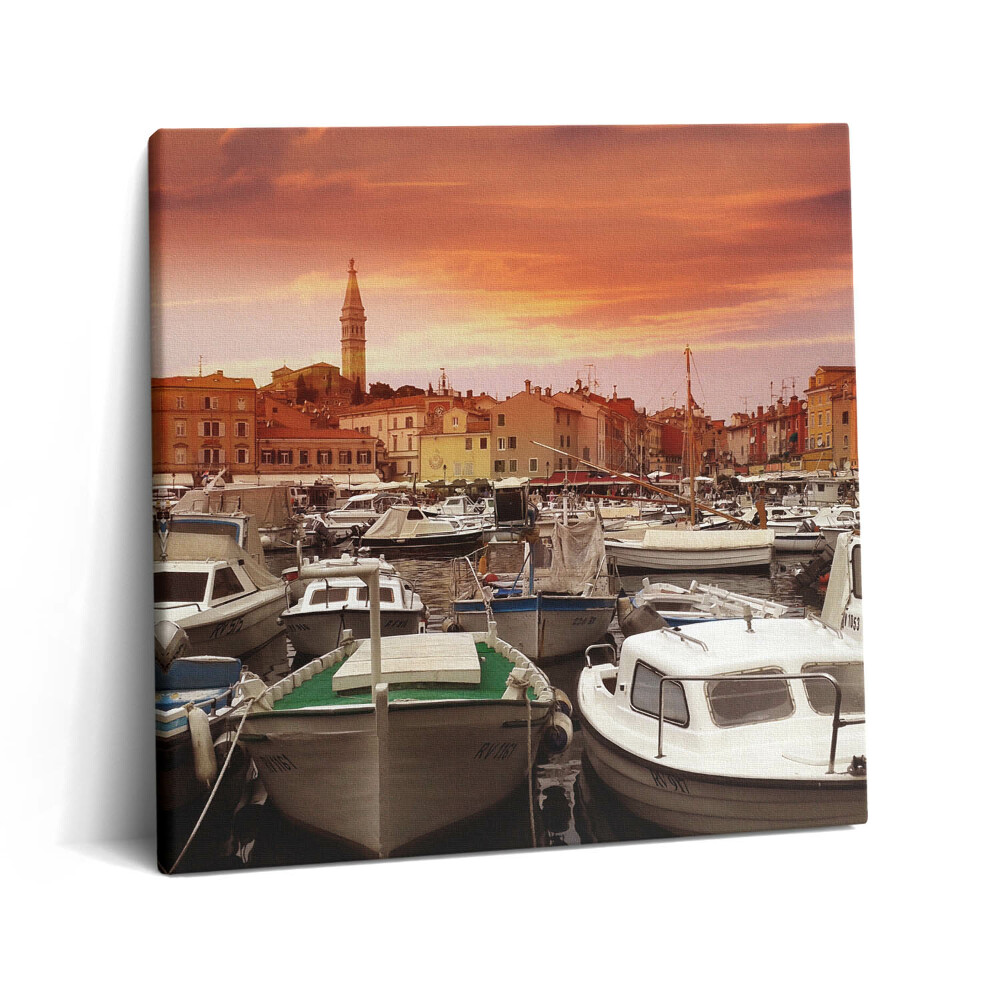 Tablou pe pânză canvas 60x60 Dig cu bărci în Croația