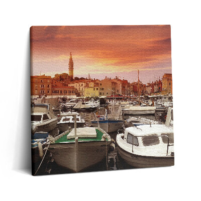Tablou pe pânză canvas 60x60 Dig cu bărci în Croația
