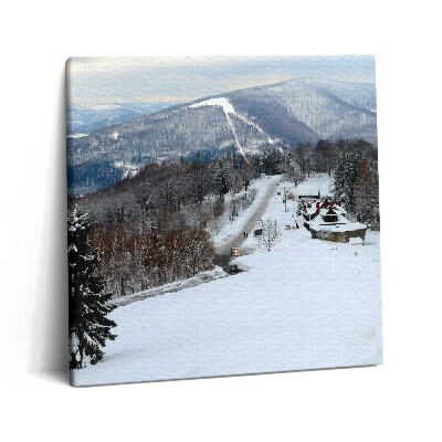 Tablou pe pânză canvas 60x60 Silezia Beskids Ustroń iarnă