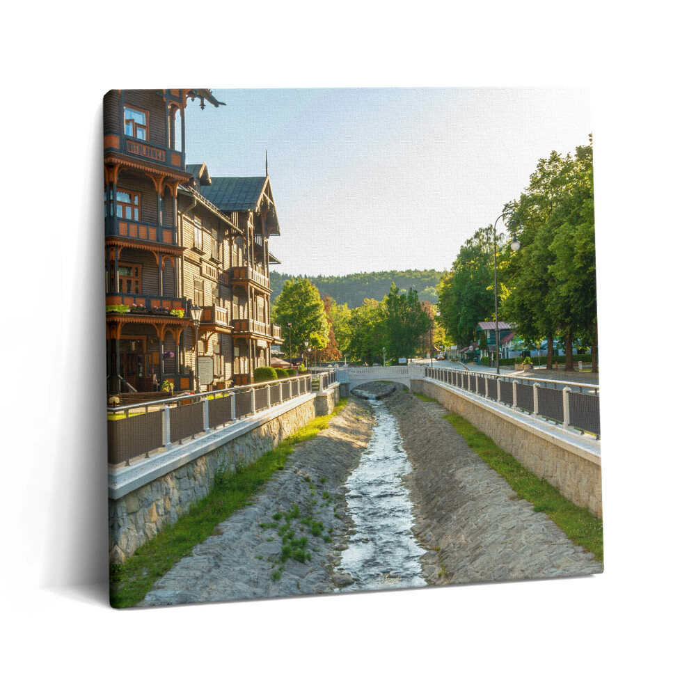 Tablou pe pânză canvas 60x60 Krynica Zdrój în Munții Beskid