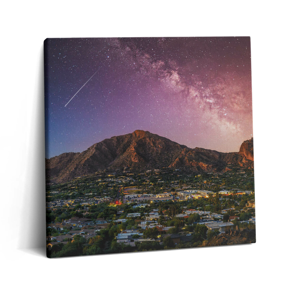 Tablou pe pânză canvas 60x60 Munți cu o galaxie pe cer