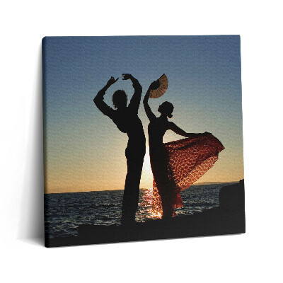 Tablou pe pânză canvas 60x60 Dans spaniol pe plajă