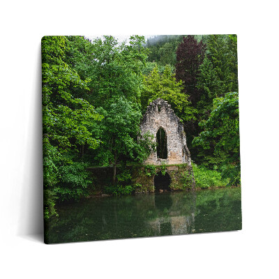 Tablou pe pânză canvas 60x60 Ruinele vechii capele din Chamonix, Franța