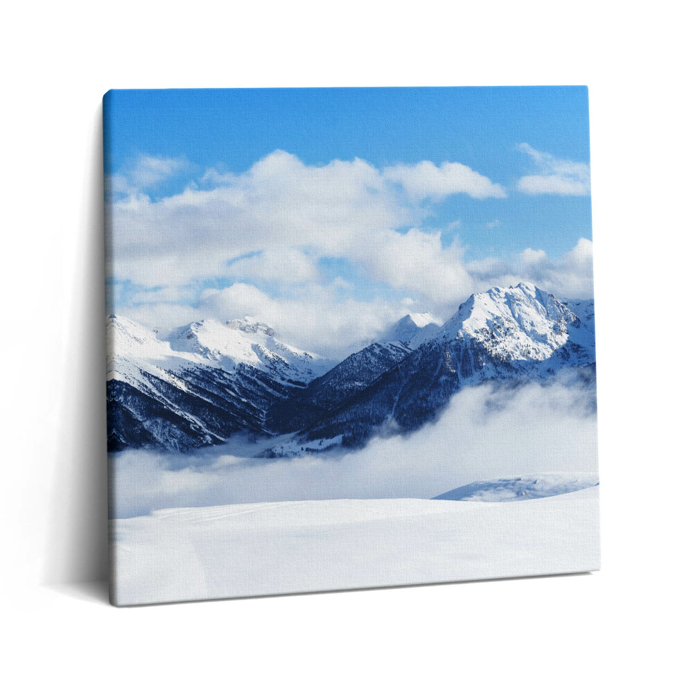 Tablou pe pânză canvas 60x60 Panoramă a munților de iarnă din Alpii francezi