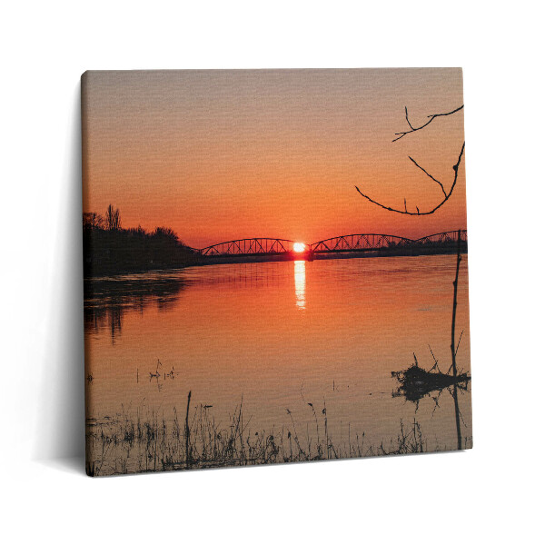 Tablou pe pânză canvas 60x60 Peisaj lacustru la apus