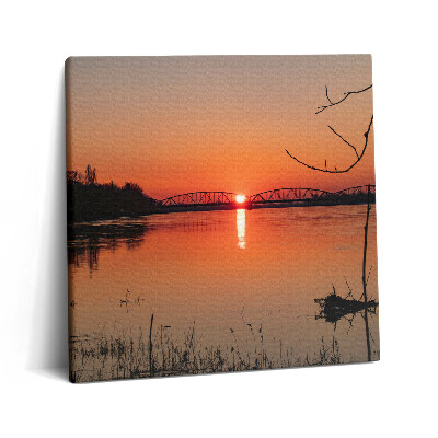 Tablou pe pânză canvas 60x60 Peisaj lacustru la apus