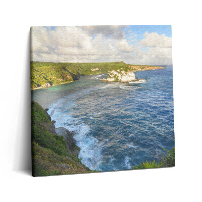 Tablou pe pânză canvas 60x60 Stânci de plajă și valuri ale mării