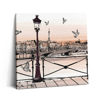 Tablou pe pânză canvas 60x60 Apus de soare pe Sena