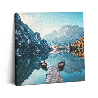 Tablou pe pânză canvas 60x60 Bărci pe lac