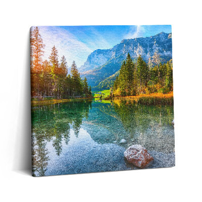 Tablou pe pânză canvas 60x60 Peisaj de râu de munte
