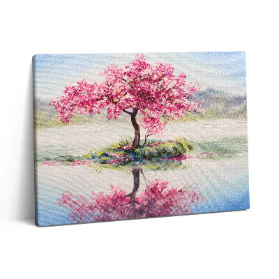 Pictură pe pânză 80x60 Mozaic care înfățișează un copac înflorit al îndrăgostiților