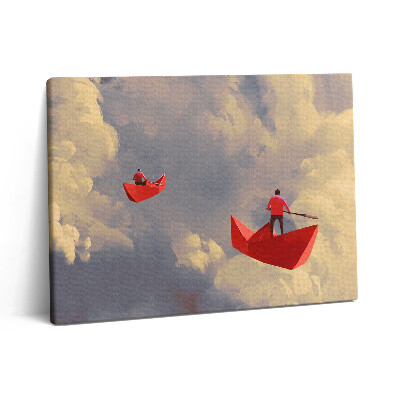 Pictură pe pânză 80x60 Călătorii pe nave de hârtie