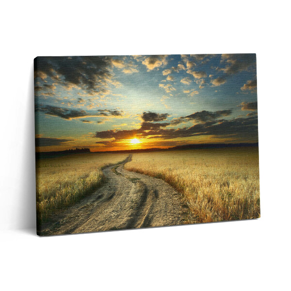 Pictură pe pânză 80x60 Drum de pământ și apus de soare