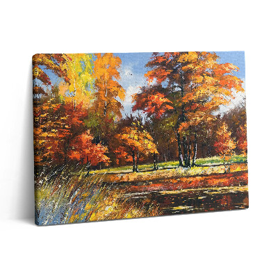 Pictură pe pânză 80x60 Toamna pictată și râul