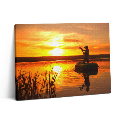 Pictură pe pânză 80x60 Pescarul și apusul soarelui