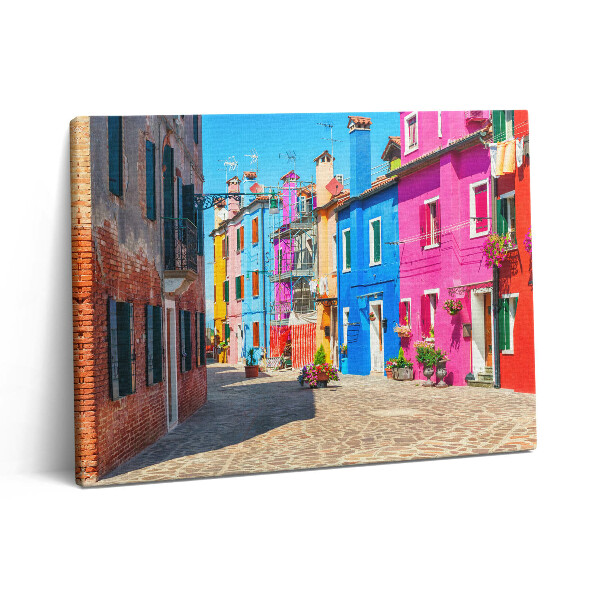 Pictură pe pânză 80x60 Cartierul colorat al insulei Burano