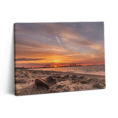 Pictură pe pânză 80x60 Apus de soare peste plajă