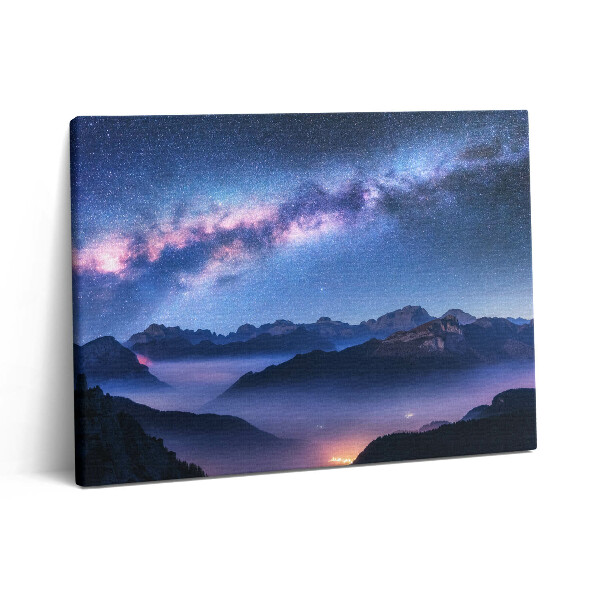 Pictură pe pânză 80x60 Cer înstelat peste munți