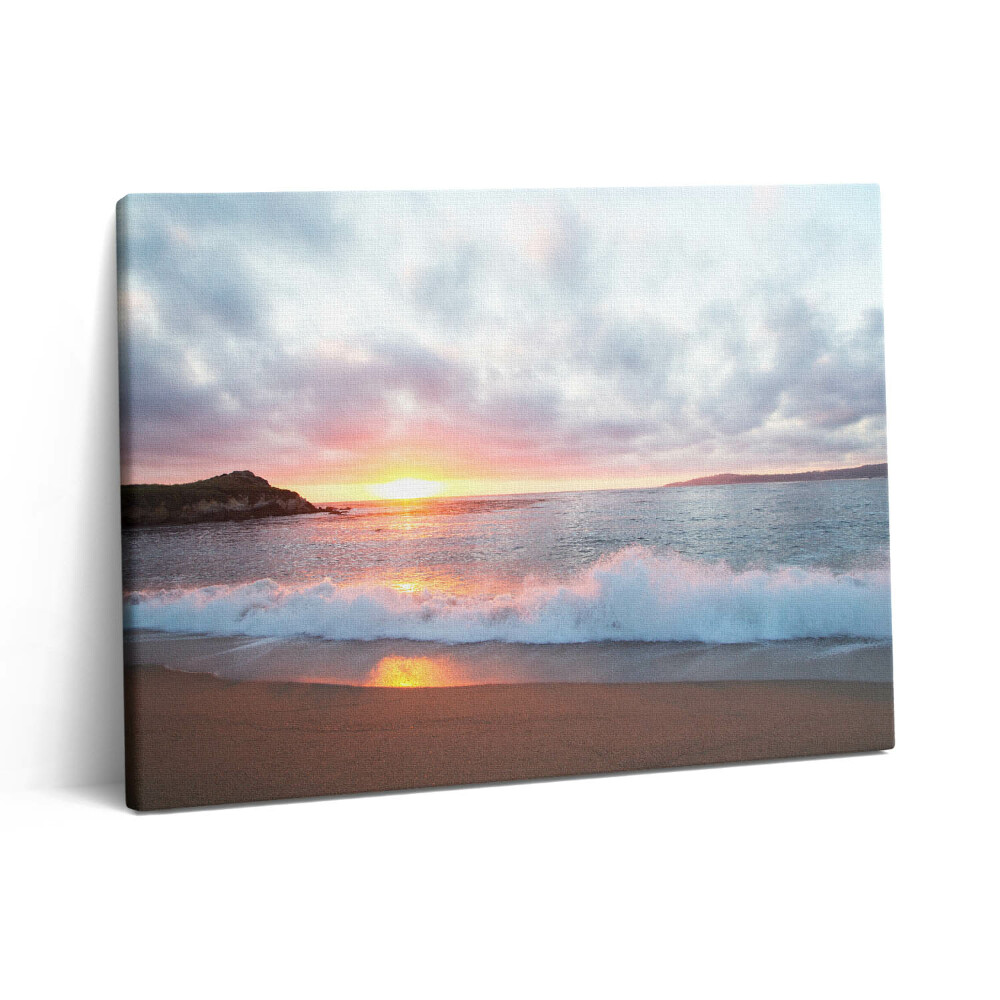 Pictură pe pânză 80x60 Plaja la mare și apusul soarelui