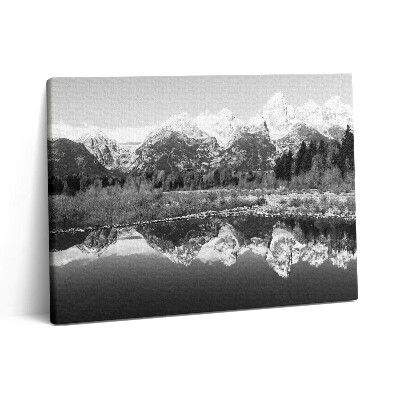 Pictură pe pânză 80x60 Peisaj montan alb-negru