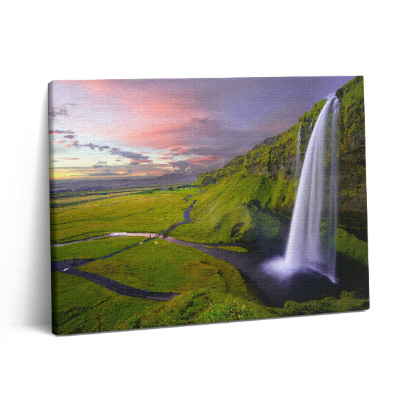 Pictură pe pânză 80x60 Peisaj cu câmpuri și cascade