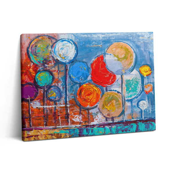 Pictură pe pânză 80x60 Abstracție - cercuri colorate pictate