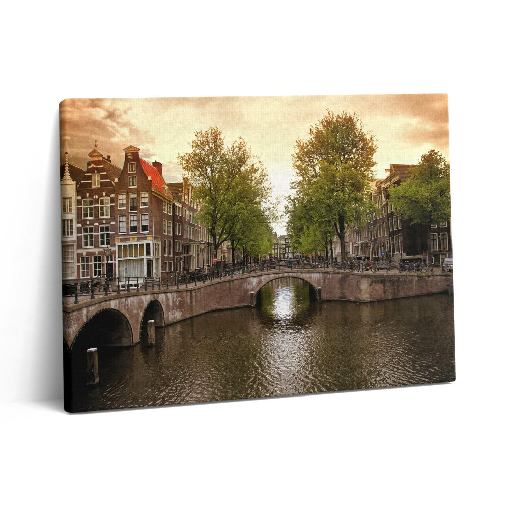 Pictură pe pânză 80x60 Canalele din Amsterdam în oraș