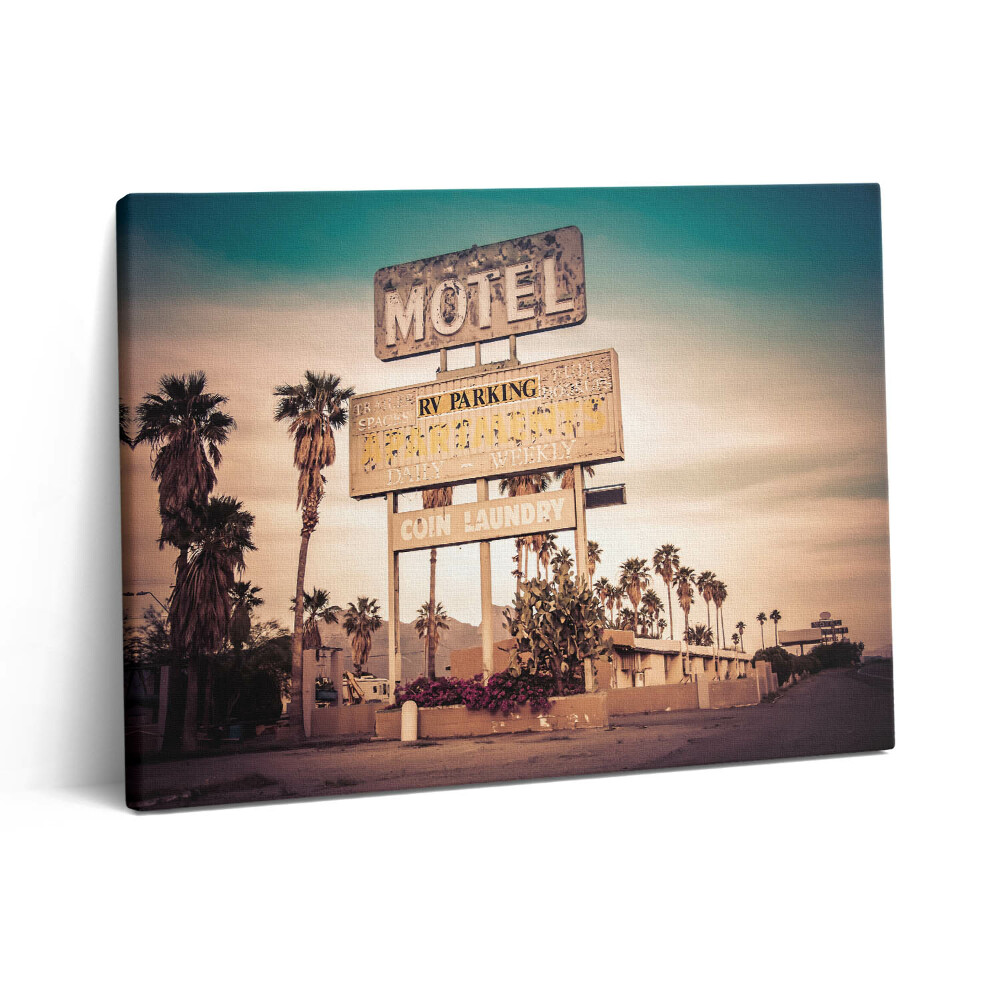 Pictură pe pânză 80x60 Un indicator de motel pe marginea drumului în SUA