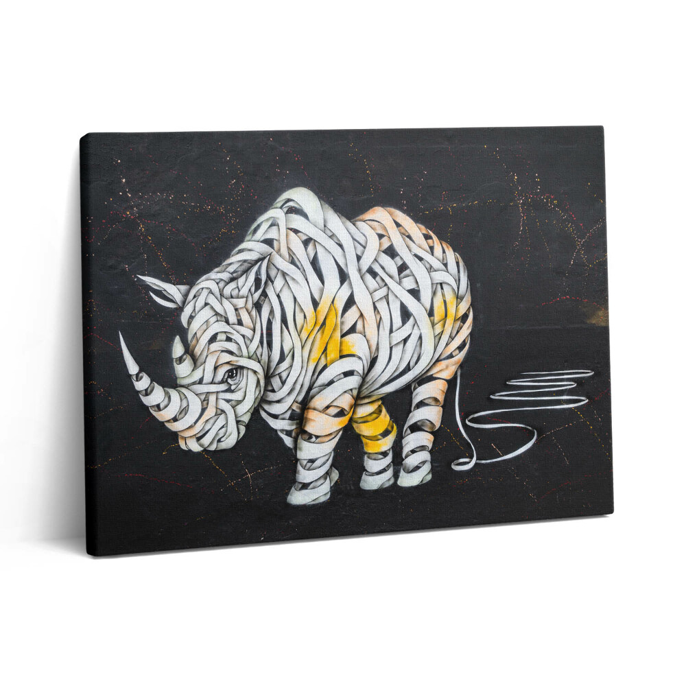 Pictură pe pânză 80x60 Vedere abstractă a rinocerului și a echipei