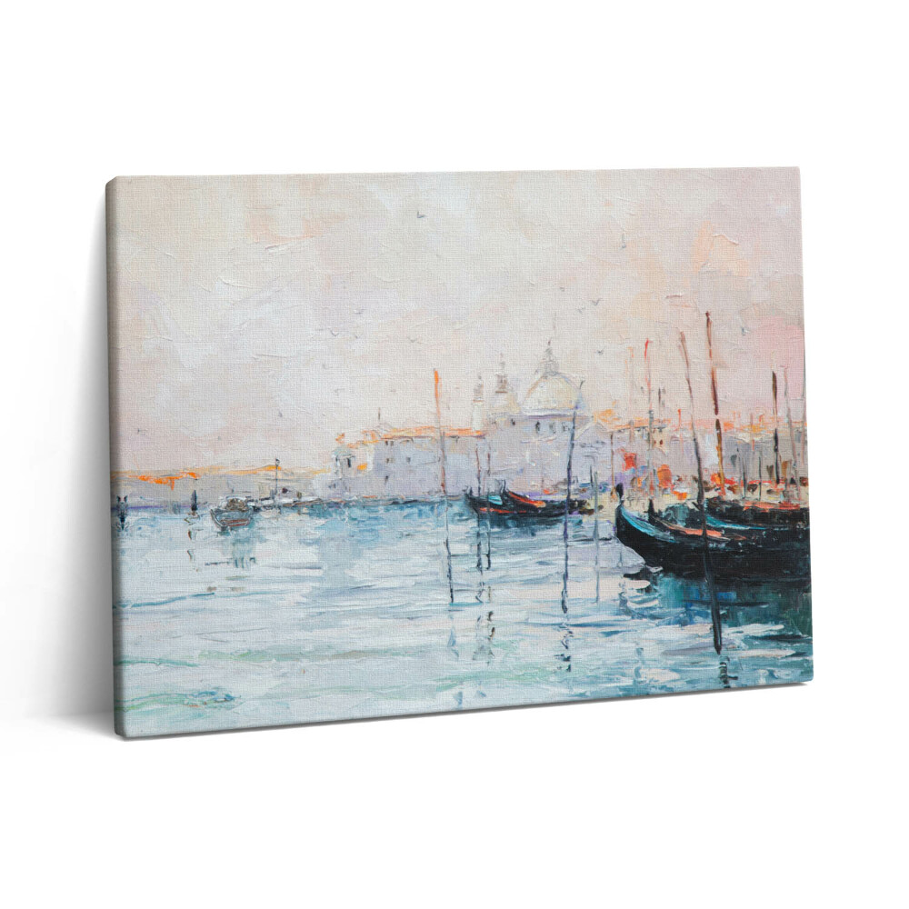 Pictură pe pânză 80x60 Pictură în ulei cu gondole venețiene