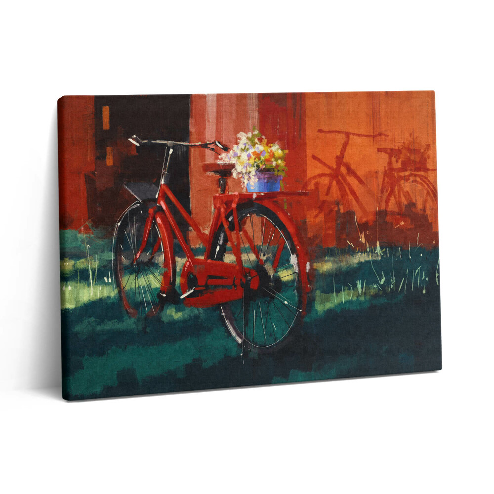 Pictură pe pânză 80x60 Bicicletă cu aranjament floral