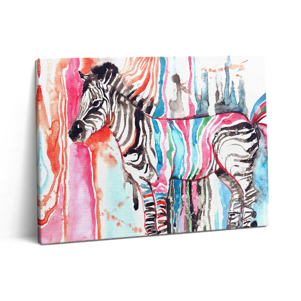 Pictură pe pânză 80x60 Ilustrație animală zebră colorată