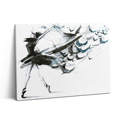 Pictură pe pânză 80x60 Ilustrație a unei femei dansând balet