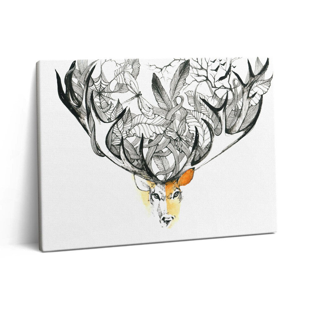 Pictură pe pânză 80x60 Ilustrație animală și naturală - cerb