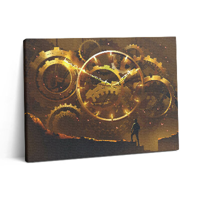 Pictură pe pânză 80x60 Ilustrație a unui mecanism de ceas de aur