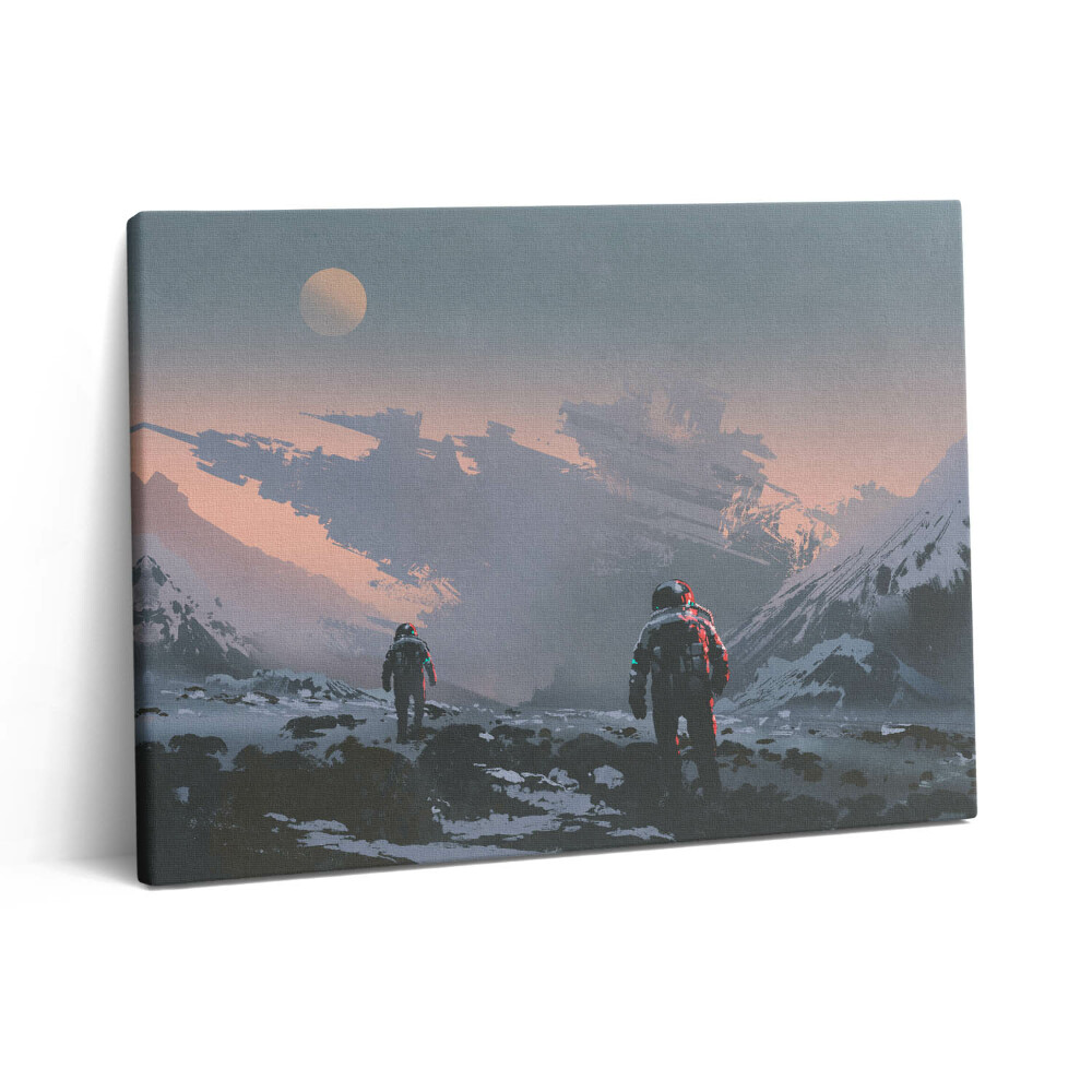 Pictură pe pânză 80x60 Astronauții și Calea Lactee