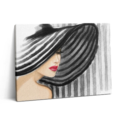 Pictură pe pânză 80x60 Femeie cu pălărie