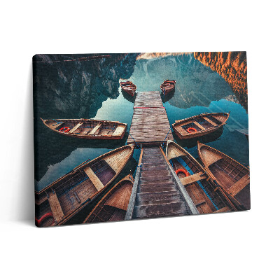 Pictură pe pânză 80x60 Digul și Lacul Pragser Wildsee